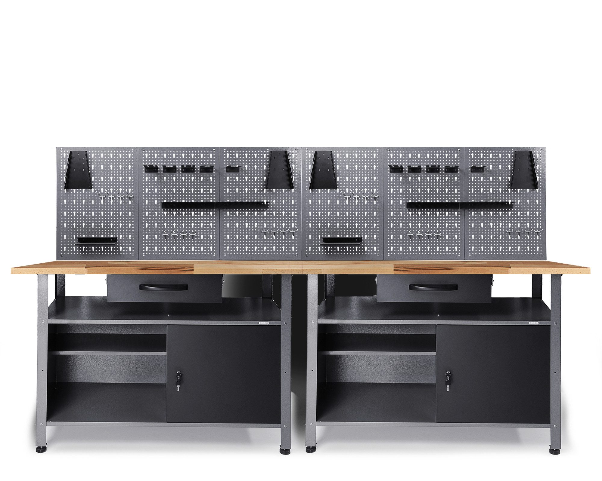 ONDIS24 Werkstatt-Set Werkstatt Set Klaus 240cm + 2 Lochwandset, (6-tlg)