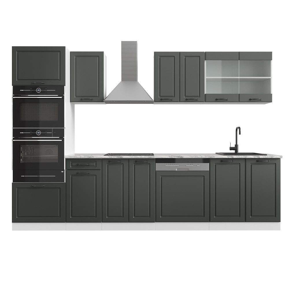 Vicco Küchenzeile R-Line Anthrazit Landhaus/Weiß, 300 günstig online kaufen