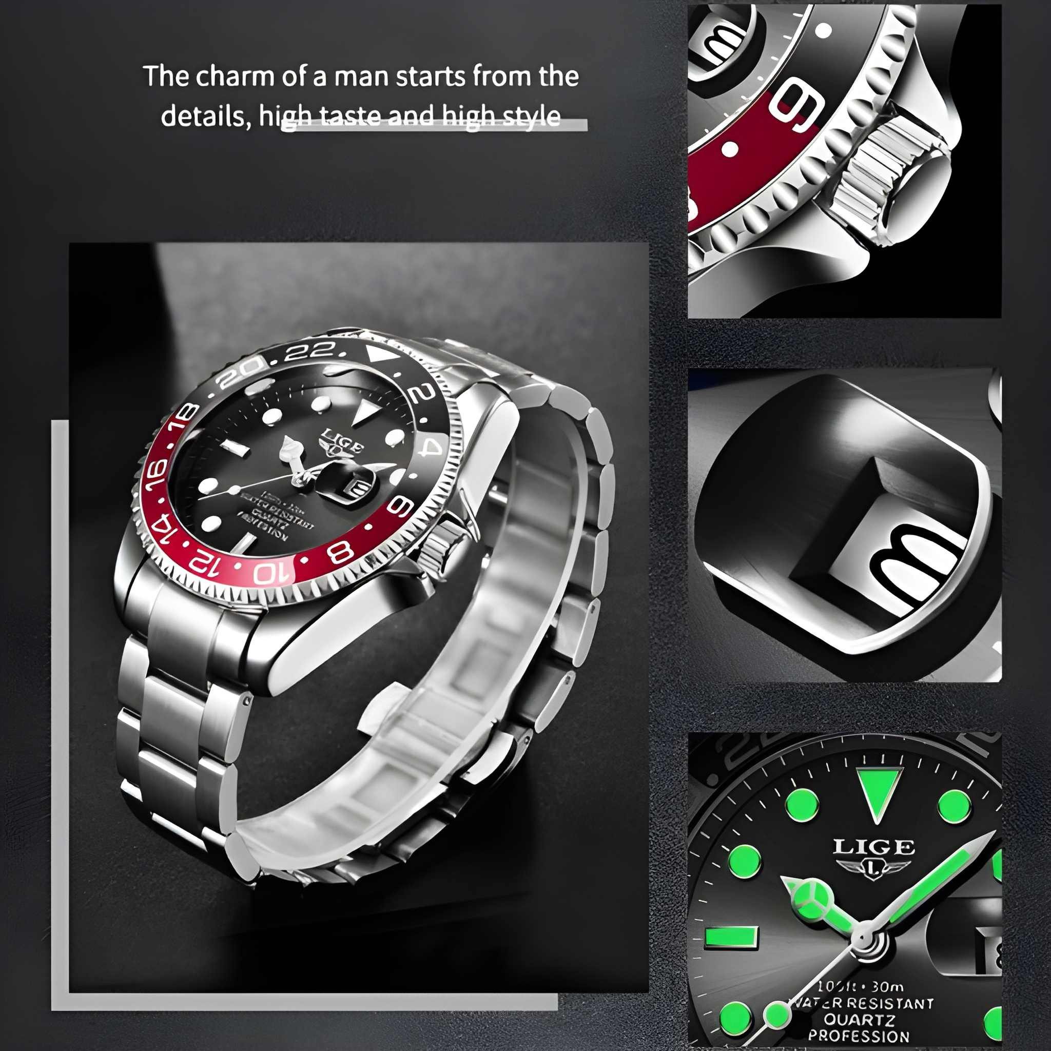 Lige Automatikuhr Luxus Armband Uhr Herren Damen Wasserdicht Sport