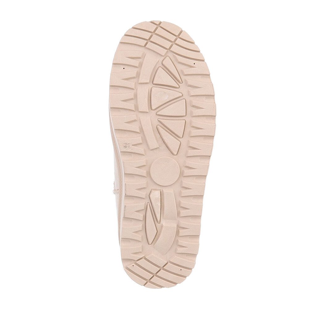 Ital-Design Bequemer Plattform-Echtleder-Schuh für Alltag und Freizeit Snowboots (90471210) Flach Plateaustiefeletten in Beige