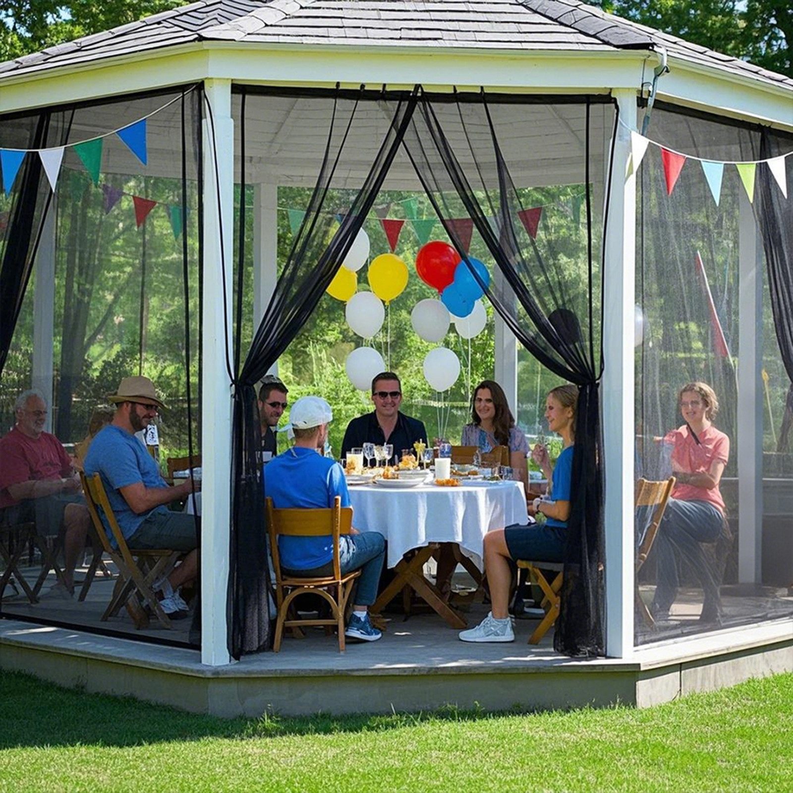 BTTO V&G Vorhang Moskitonetz,Outdoor Vorhang,DIY Größe (1 St), transparent, Insektenschutz,für Garten Balkon Patio Porch Pool Wohnzimme