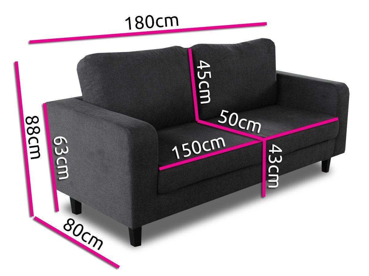 Sofnet Loungesofa, 3-er, Sofa Sofagarnitur, Federkern 3, Sofa Kera Cosmic Couch 160 mit