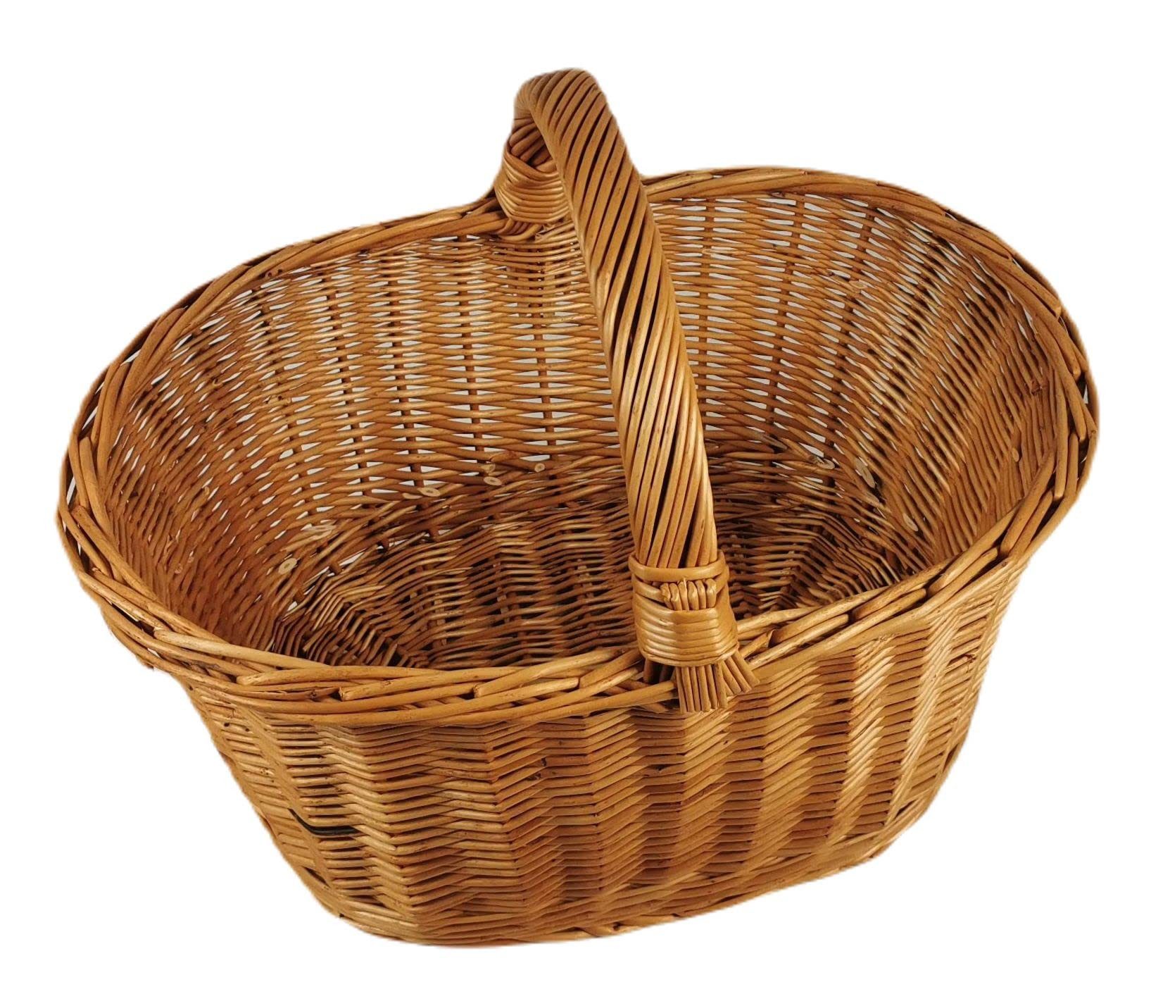 natuleo by pokuc Flaschenkorb Einkaufskorb aus Weide Pilzkorb Groß Oval Braun 48x37x39 cm