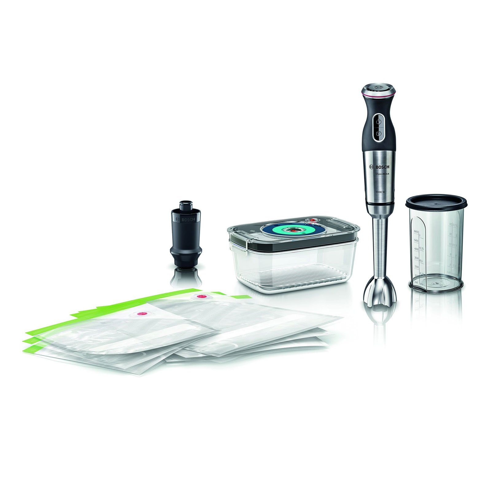 BOSCH Handmixer MS8CM61V1 Stabmixer inkl. Vakuum-Frischhaltesystem, 1000 W