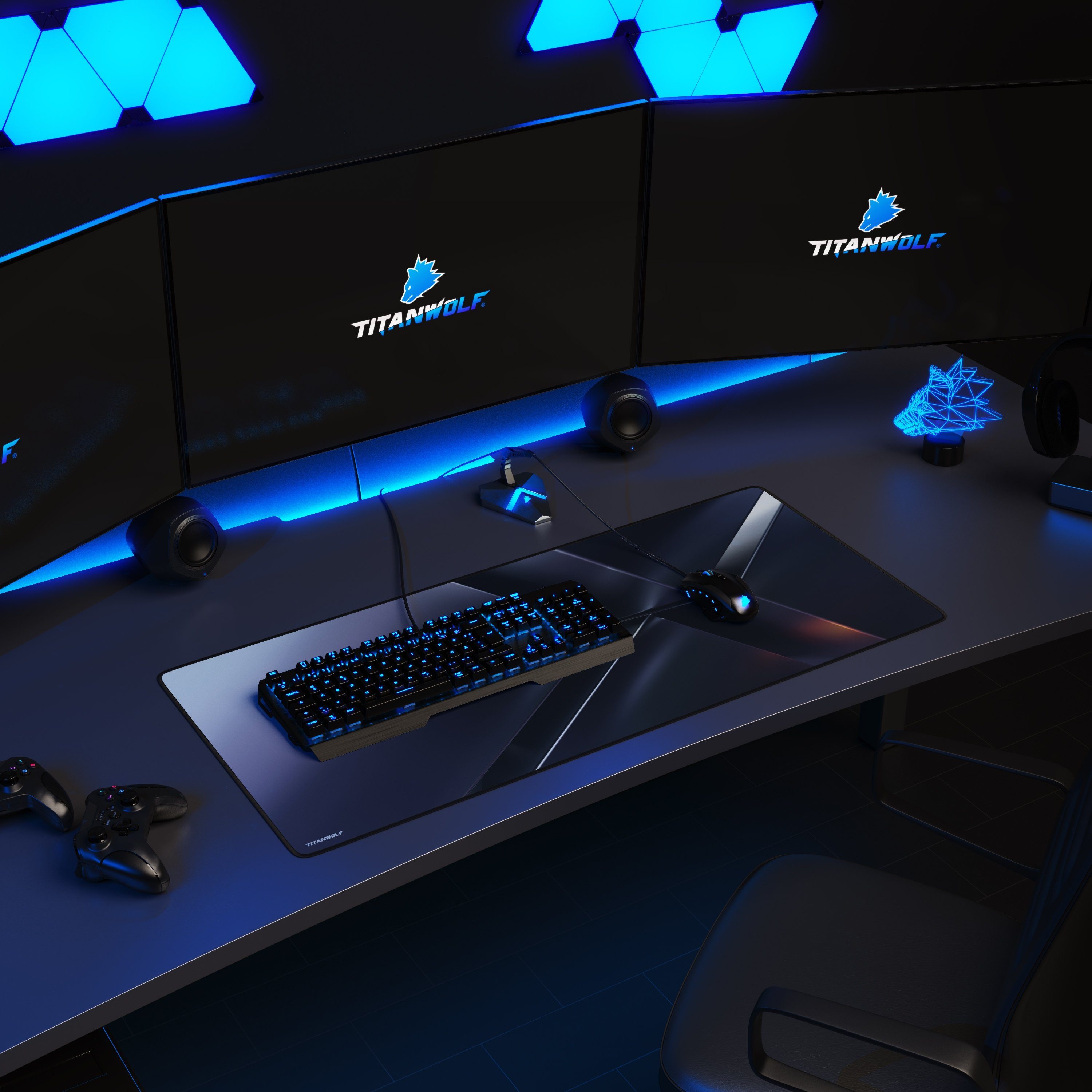 Titanwolf Gaming Mauspad XXL Speed Mousepad 900 x 400 x 3 mm, große Tischunterlage (1-St), rutschfest, abwaschbar, Geschwindigkeit & Präzision, X Motiv – Bild 2 von 5