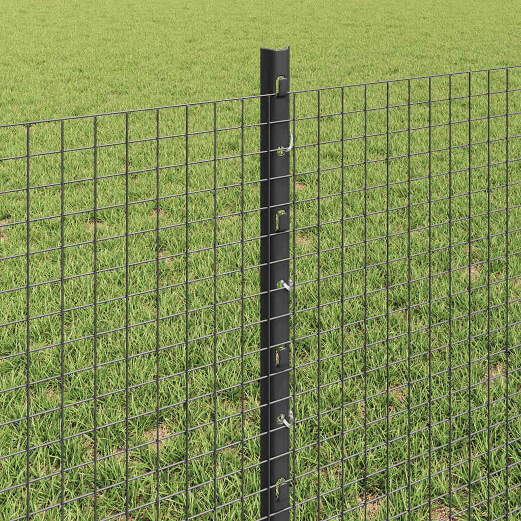 vidaXL Gartenzaun Geschweißter Drahtzaun mit Pfosten 50 x 0,6 m Grau Netz, (1-St)