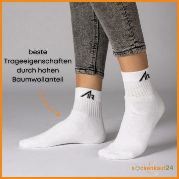 sockenkauf24 Sportsocken 10 Paar "i1R" Kurzsocken Sport Socken Tennissocken (Weiß, 47-50) Herren Damen Baumwolle - 10301