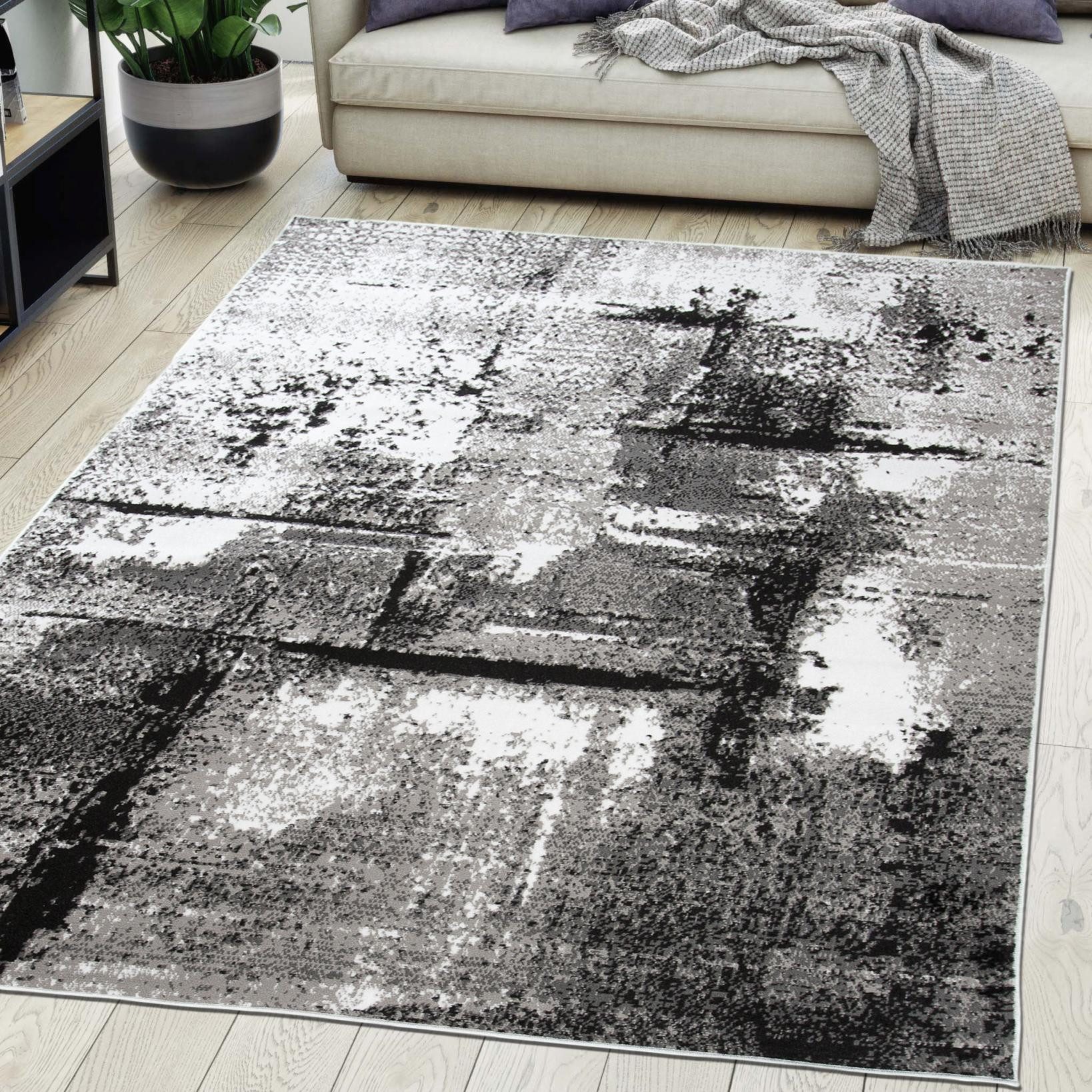 Mazovia Designteppich Modern Abstrakt Anthrazit Grau Wohnzimmer, Schlafzimmer, Esszimmer, Fußbodenheizung – Bild 2 von 5