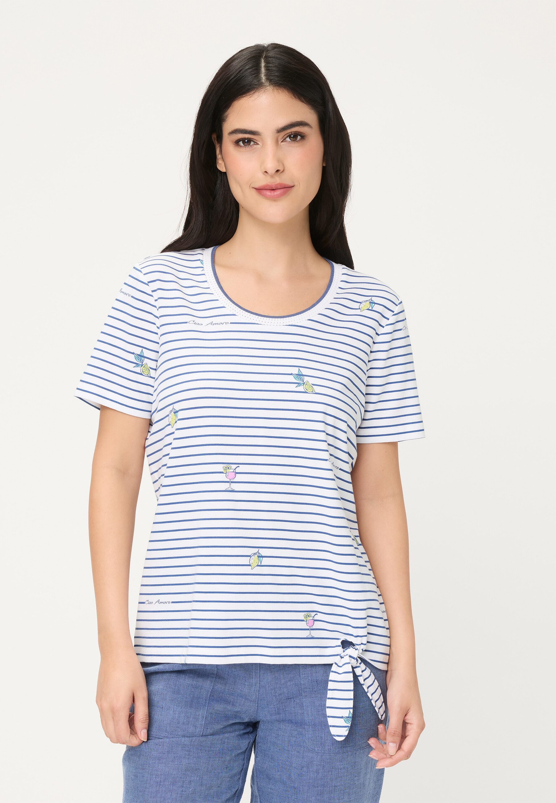 Olsen T-Shirt Shirt mit Streifen und Zierdetails