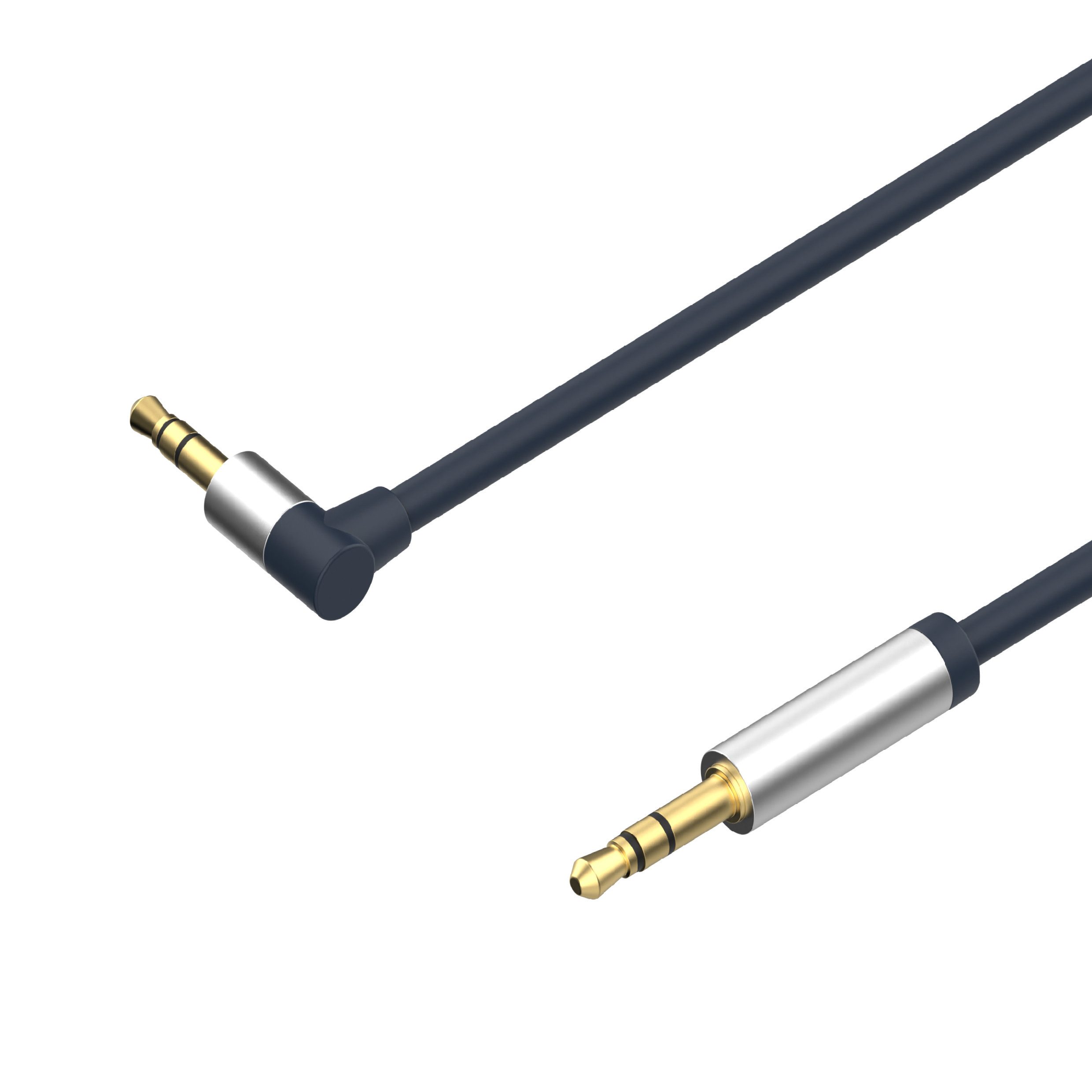 Flexline® 3,5mm Klinken-Kabel Winkel/ gerade, AUX, 1,5m Audio-Kabel, (75,00 cm)