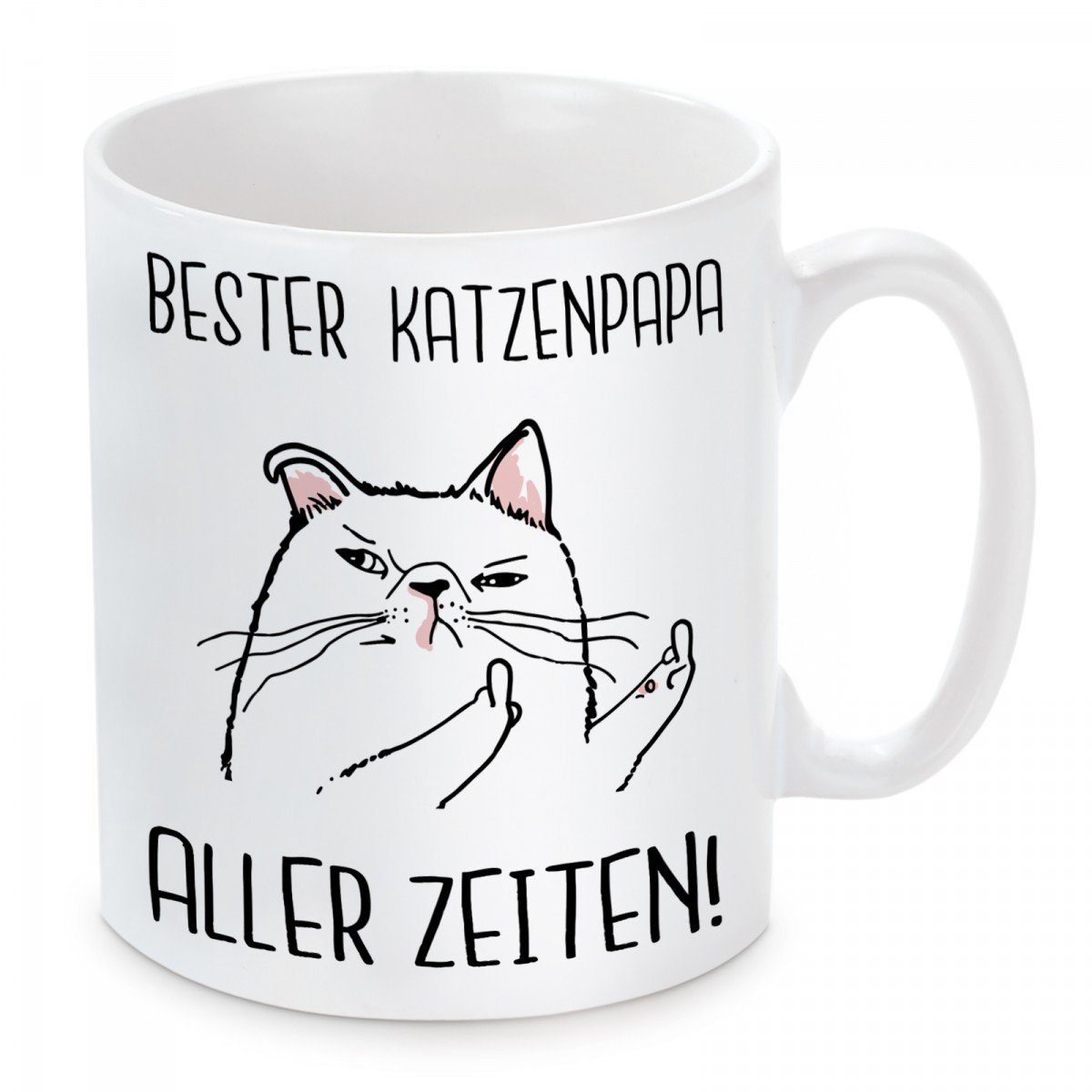 Herzbotschaft Tasse Kaffeebecher mit Motiv Bester Katzenpapa aller Zeiten!, Keramik, Kaffeetasse spülmaschinenfest und mikrowellengeeignet