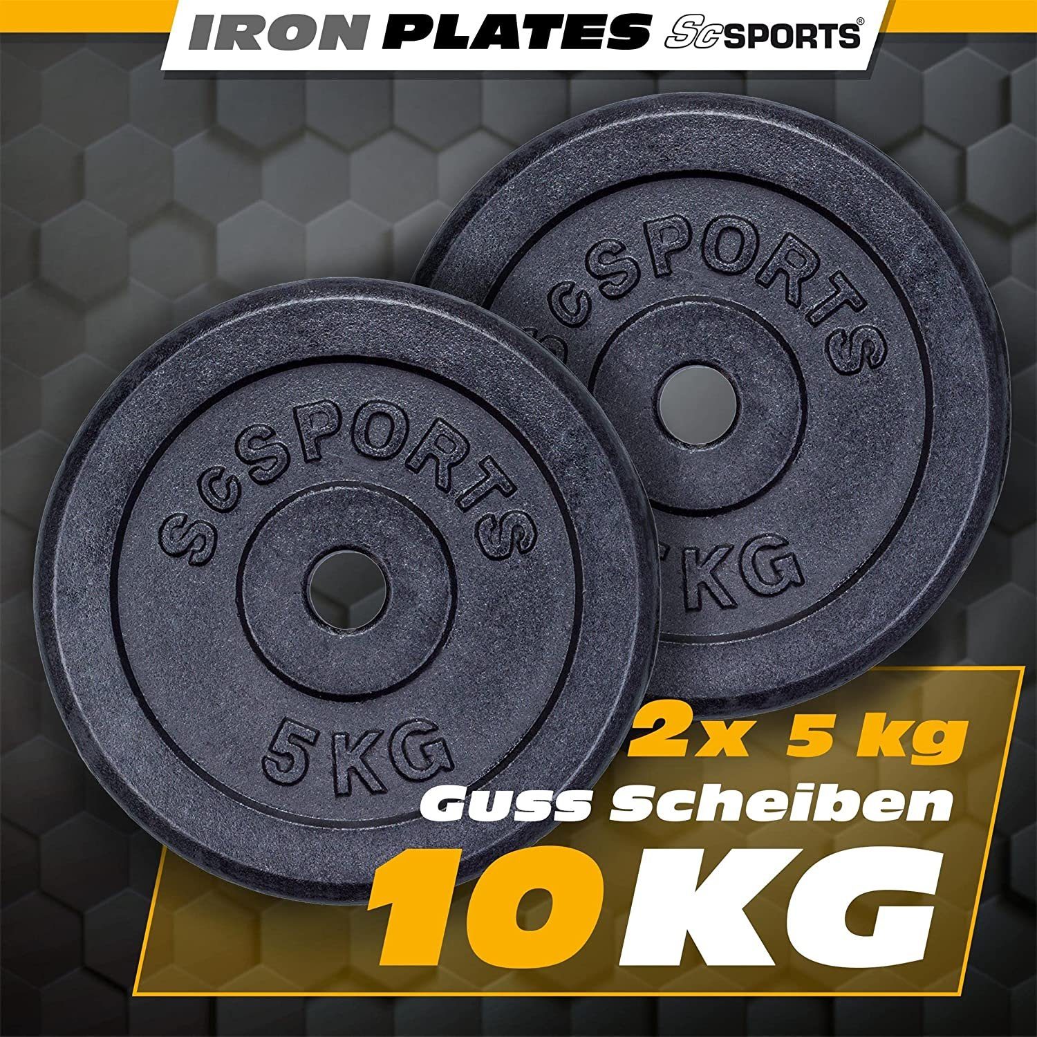 kg Set Gewichte, Gusseisen 30/31mm Hantelscheiben Gewichtsscheiben 10 ScSPORTS® (10002966-tlg)