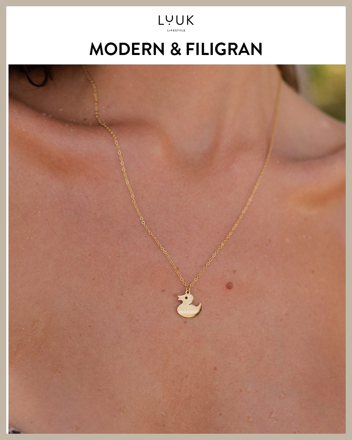 LUUK LIFESTYLE Kette mit Anhänger Quietscheenten, mit HAPPINESS Spruchkarte, wasserfest & hautverträglich