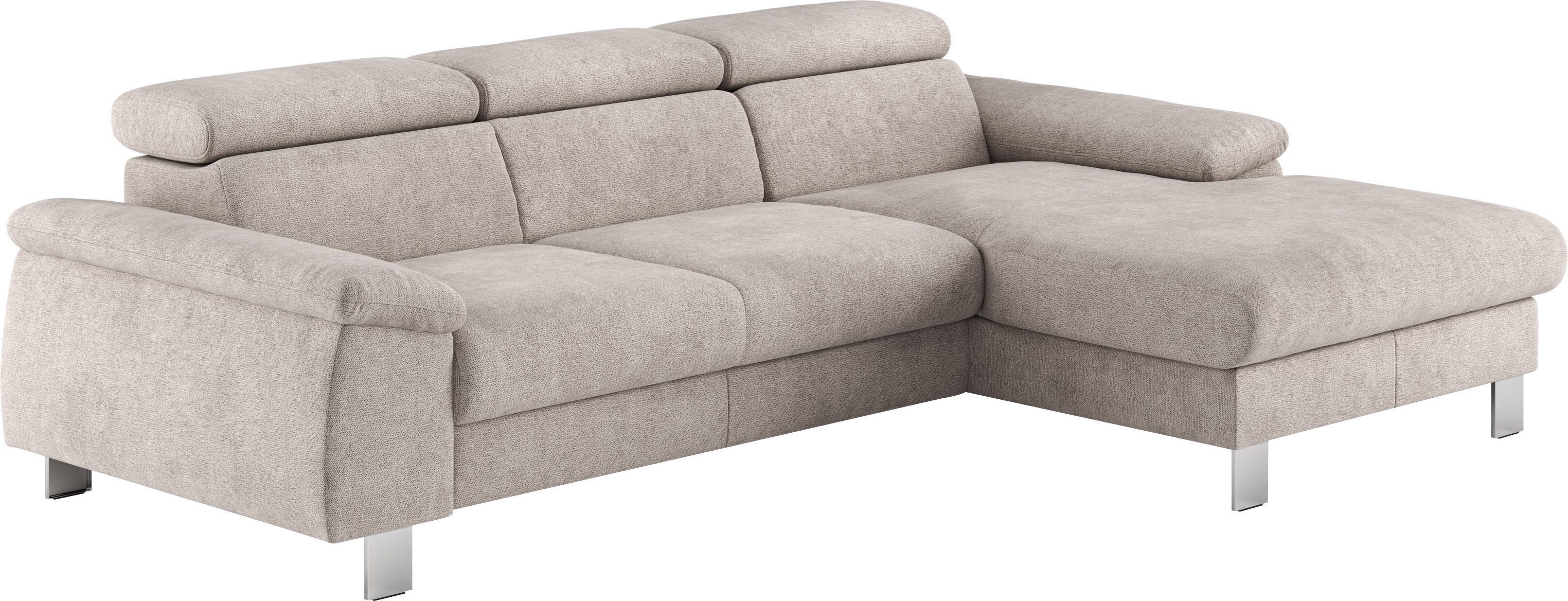 COTTA Ecksofa Komaris L-Form, B: 244 cm, mit Kopfteilverstellung, optional Bettfunktion, Bettkasten & Licht