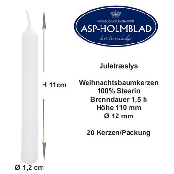 ASP-Holmblad Tafelkerze 100 (5x20 Stk) ASP Stearin Baumkerzen, 11 x 1,2 cm, weiß (100-tlg), Allergikergeeignet