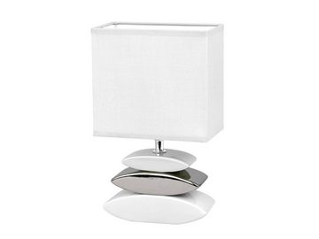 meineWunschleuchte LED Tischleuchte, LED wechselbar, warmweiß, kleine Fensterbank Designer-lampe mit Stoff Lampenschirm Weiß, H: 29cm