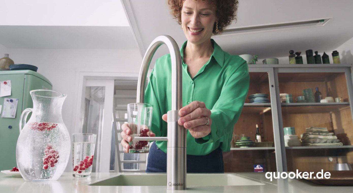 QUOOKER Küchenarmatur QUOOKER FUSION ROUND Messing COMBI+ B mit CUBE 2 (22+FRPTNCUBE) (2-St) 100°C Kochendwasserhahn mit Trinkwassersystem