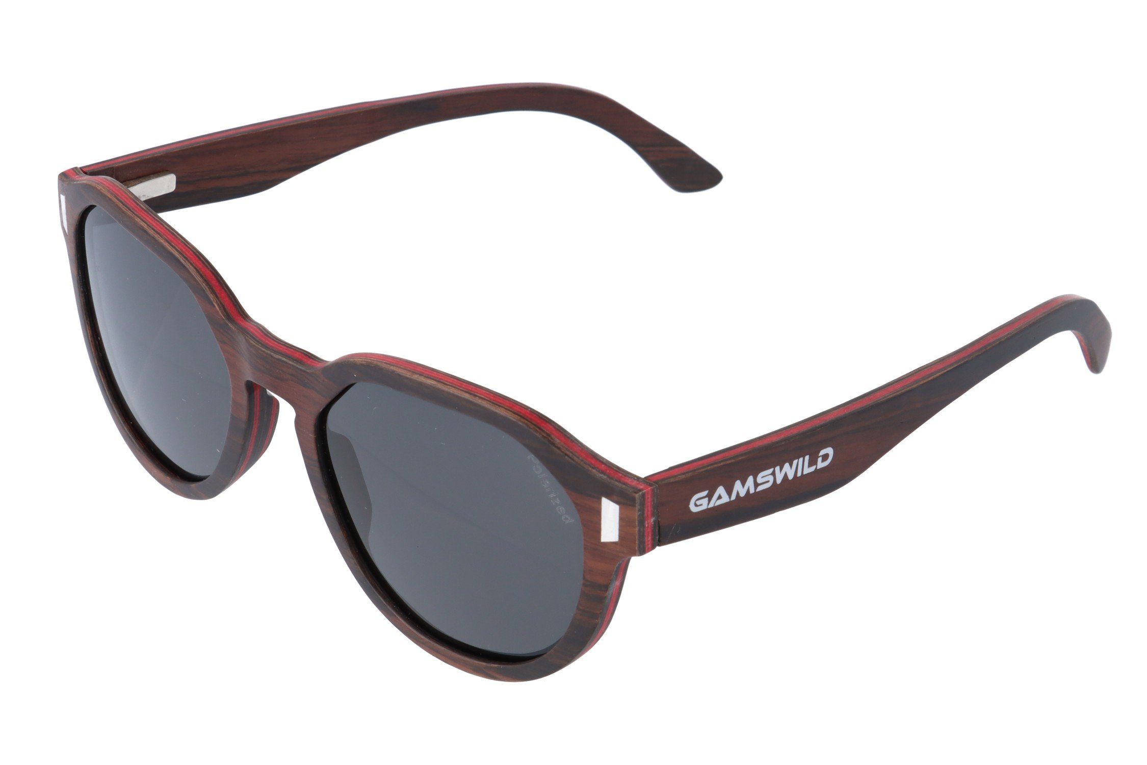 Gamswild Sonnenbrille UV400 GAMSSTYLE Holzbrille polarisierte, getönte Gläser Damen Herren Modell WM0013 in braun, grau, lila