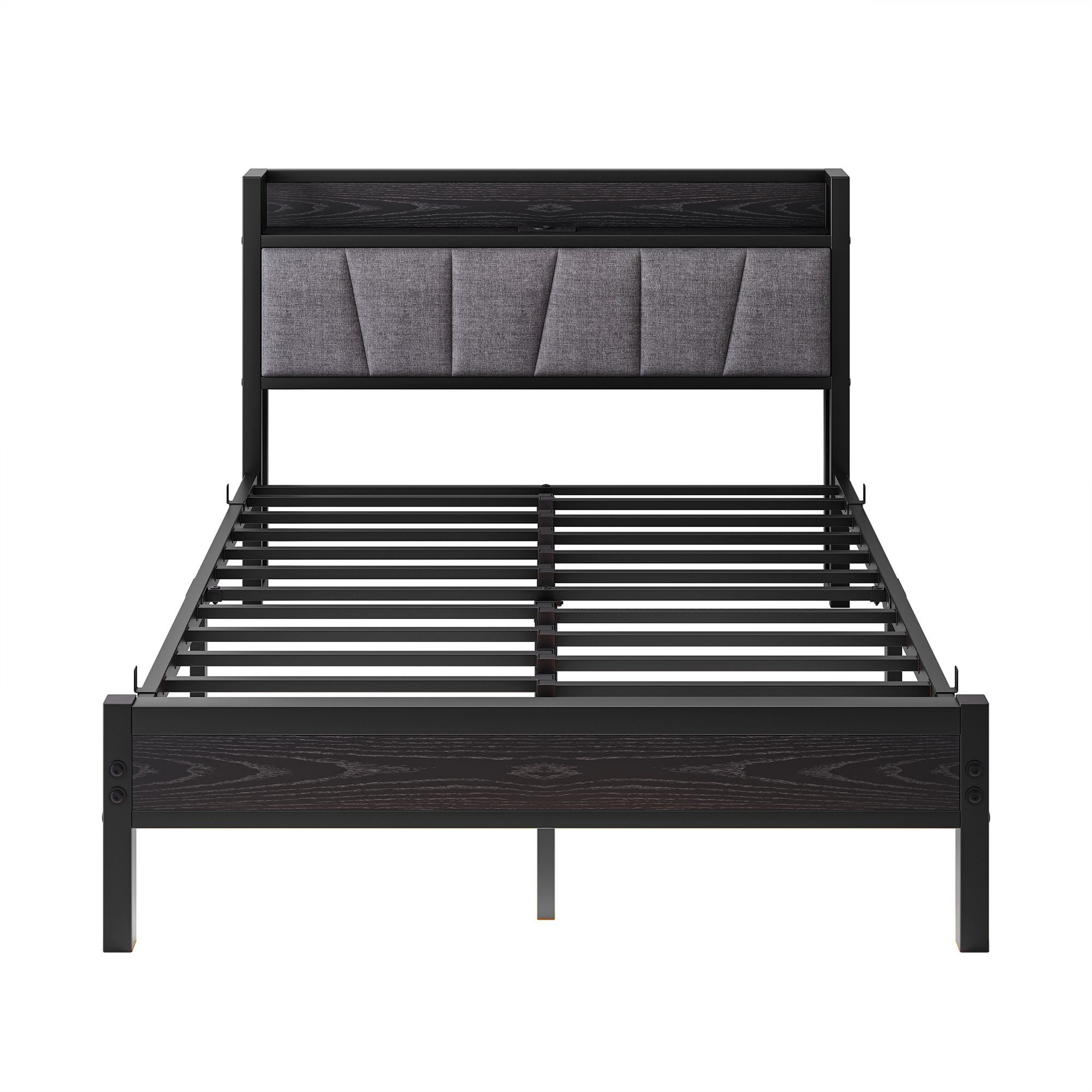 HOMERECOMMEND Metallbett mit 2 USB-Anschlüssen und LED Beleuchtung (1-tlg., Ohne Matratze), Jugendbett Bettgestell 120 x 200 cm