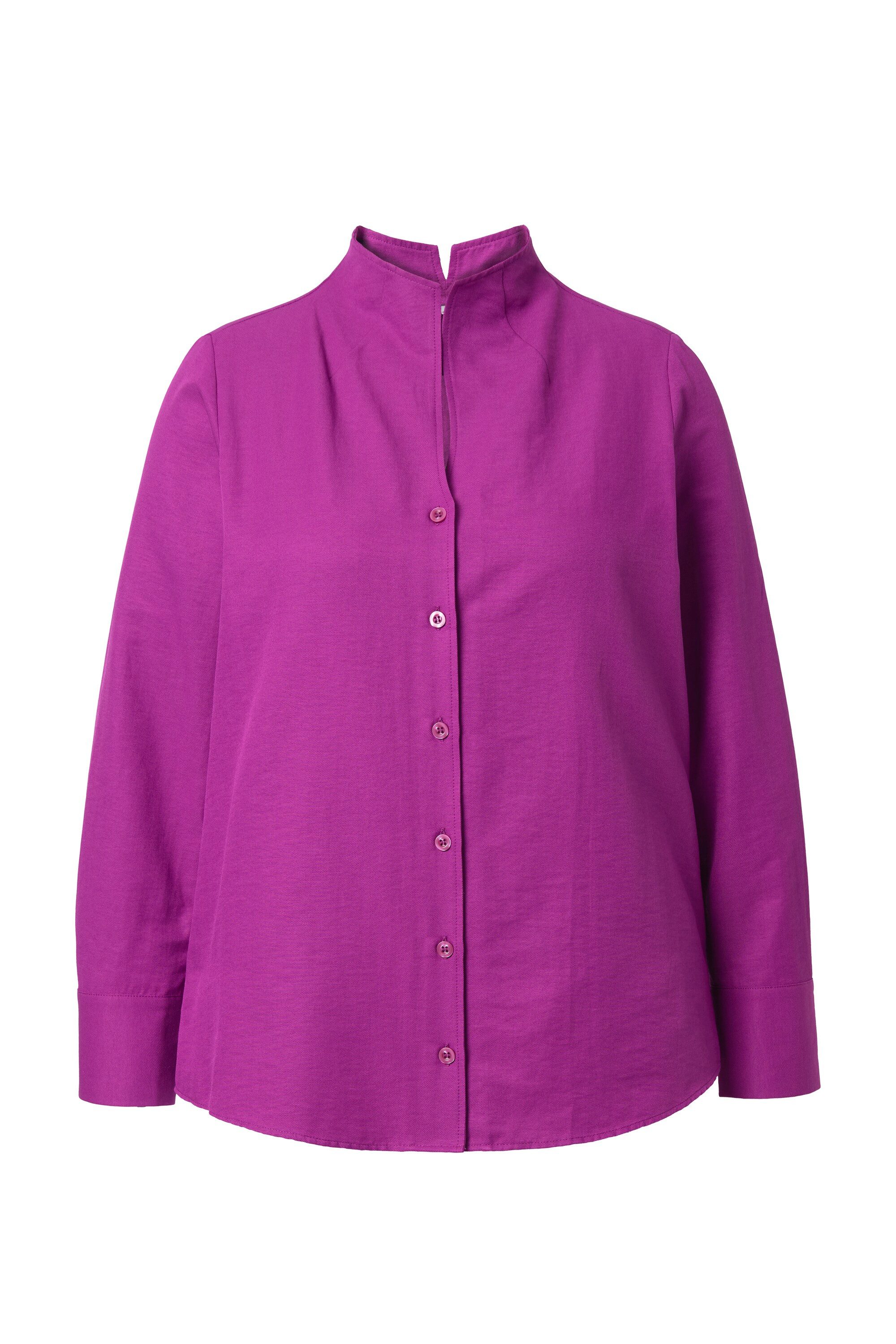 Ulla Popken Longbluse Bluse Oxford-Gewebe Kelchkragen Langarm günstig online kaufen