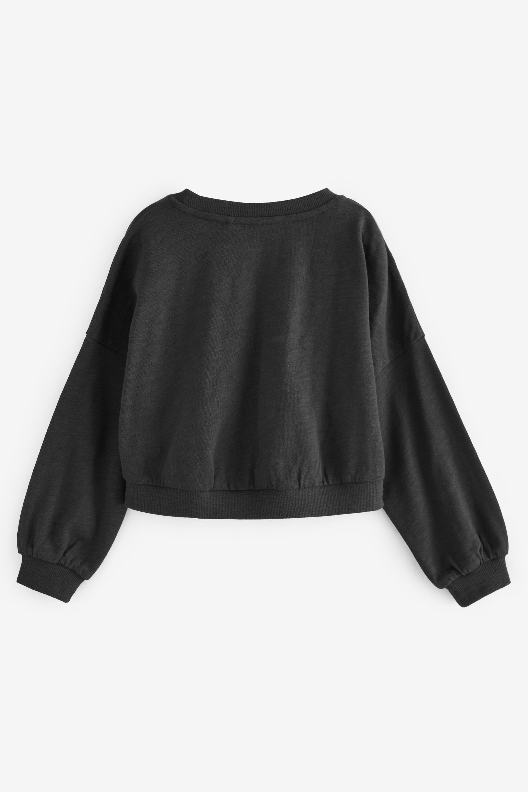 Sweatshirt mit Bündchen Kastiges, Next (1-tlg) langärmeliges Black Langarmshirt