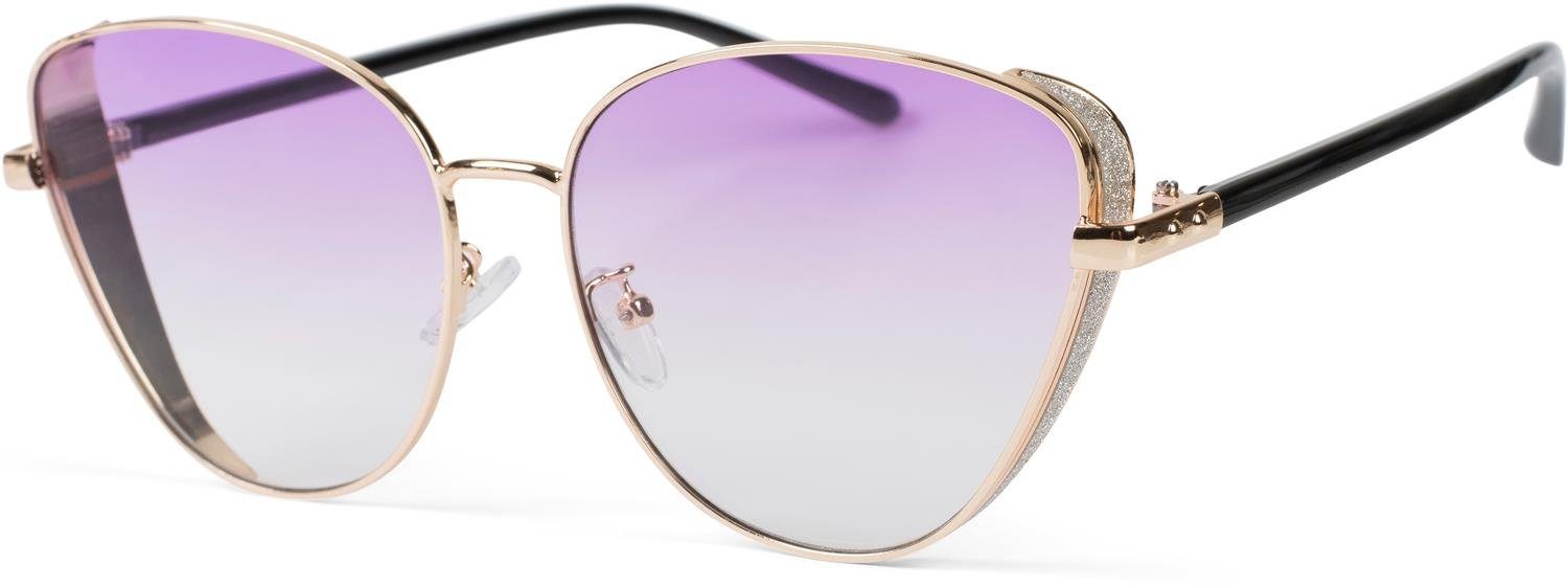 styleBREAKER Sonnenbrille (1-St) Getönt Gestell Gold / Glas Lila getönt