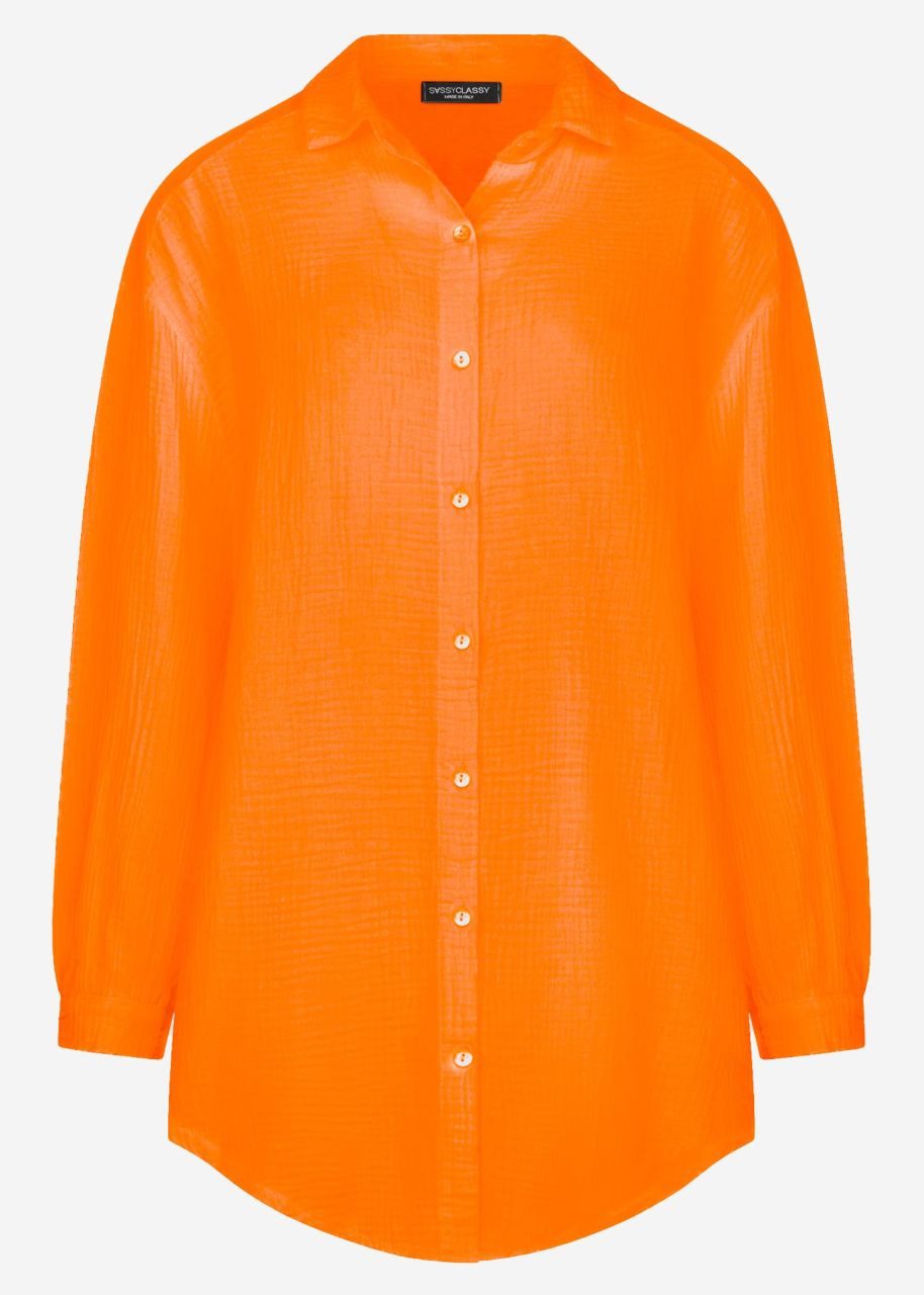 SASSYCLASSY Longbluse Oversize Musselin Bluse Damen günstig online kaufen