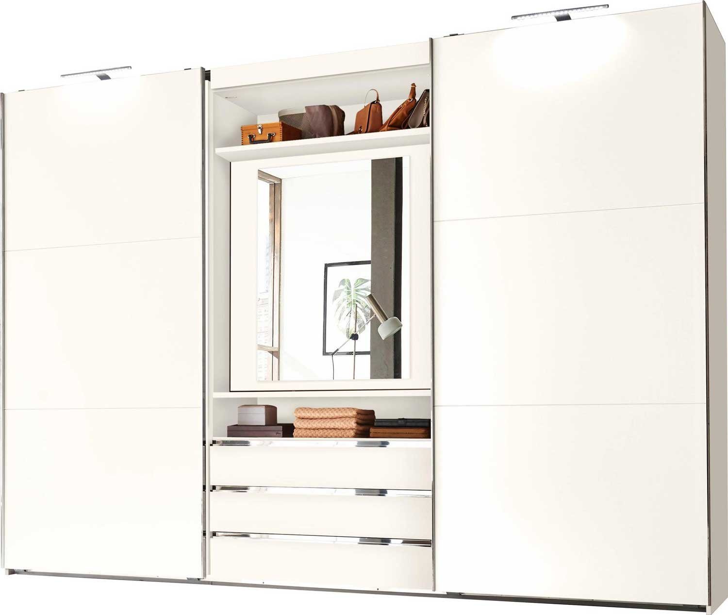 Wimex Schwebetürenschrank Magie (1-St) 300x65x216cm 2-türig weiß drehbares  Spiegelelement | Schwebetürenschränke