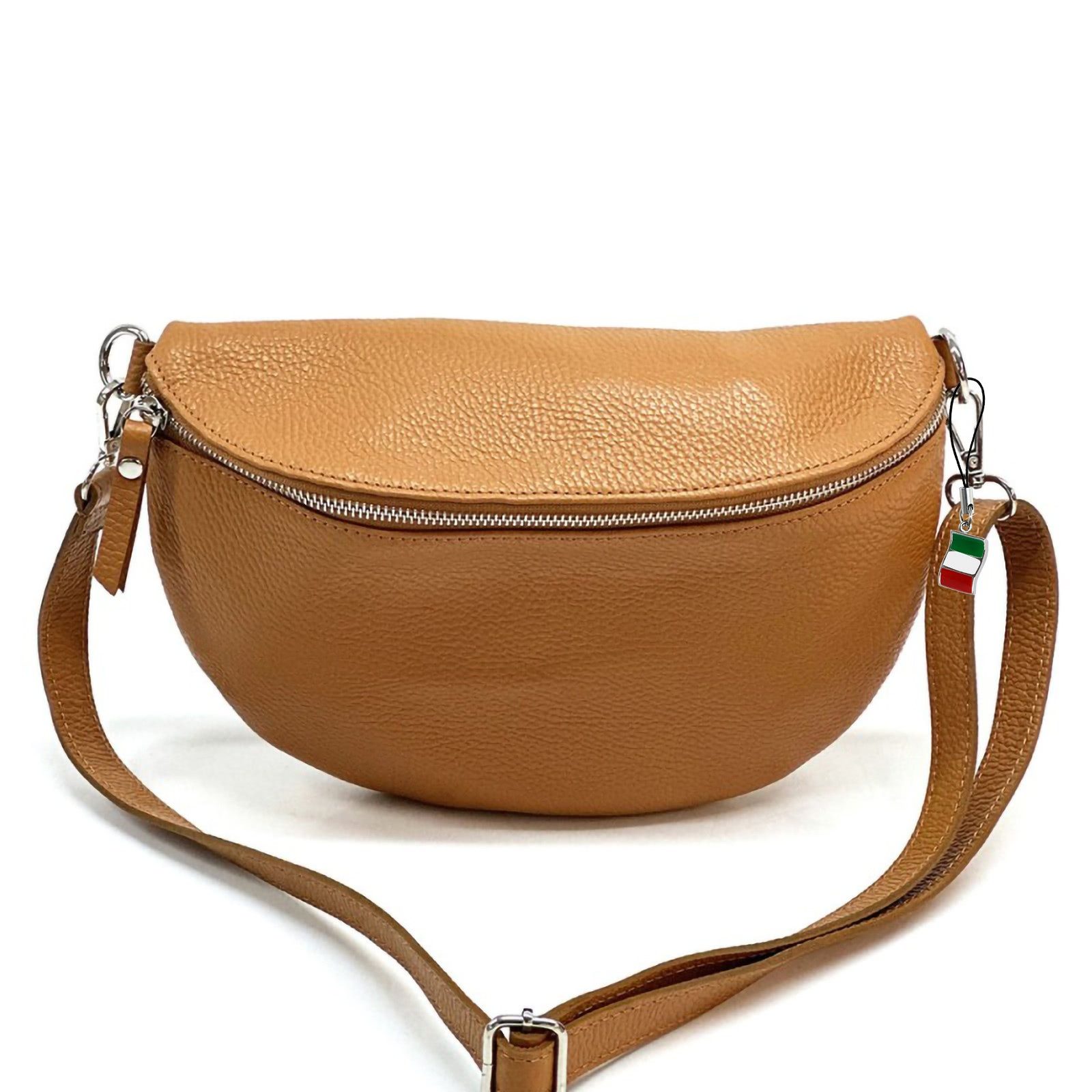 FLORENCE Gürteltasche Florence Echtleder Bauchtasche groß Damen (Gürteltasche), Damen Gürteltasche Leder, braun, tan ca. 29cm x ca. 19cm