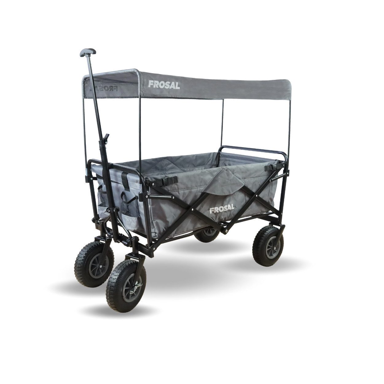 Frosal Bollerwagen Nick faltbar mit Luftreifen Bremse und Dach in grau, faltbar grau