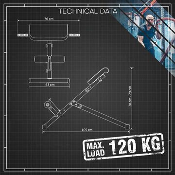 K-SPORT Hantelbank klappbare Römische Bank, (Hüftstütze 5-stufig einstellbar, 5 in 1 Rückentrainer & Bauchtrainer für Zuhause), Made in EU!