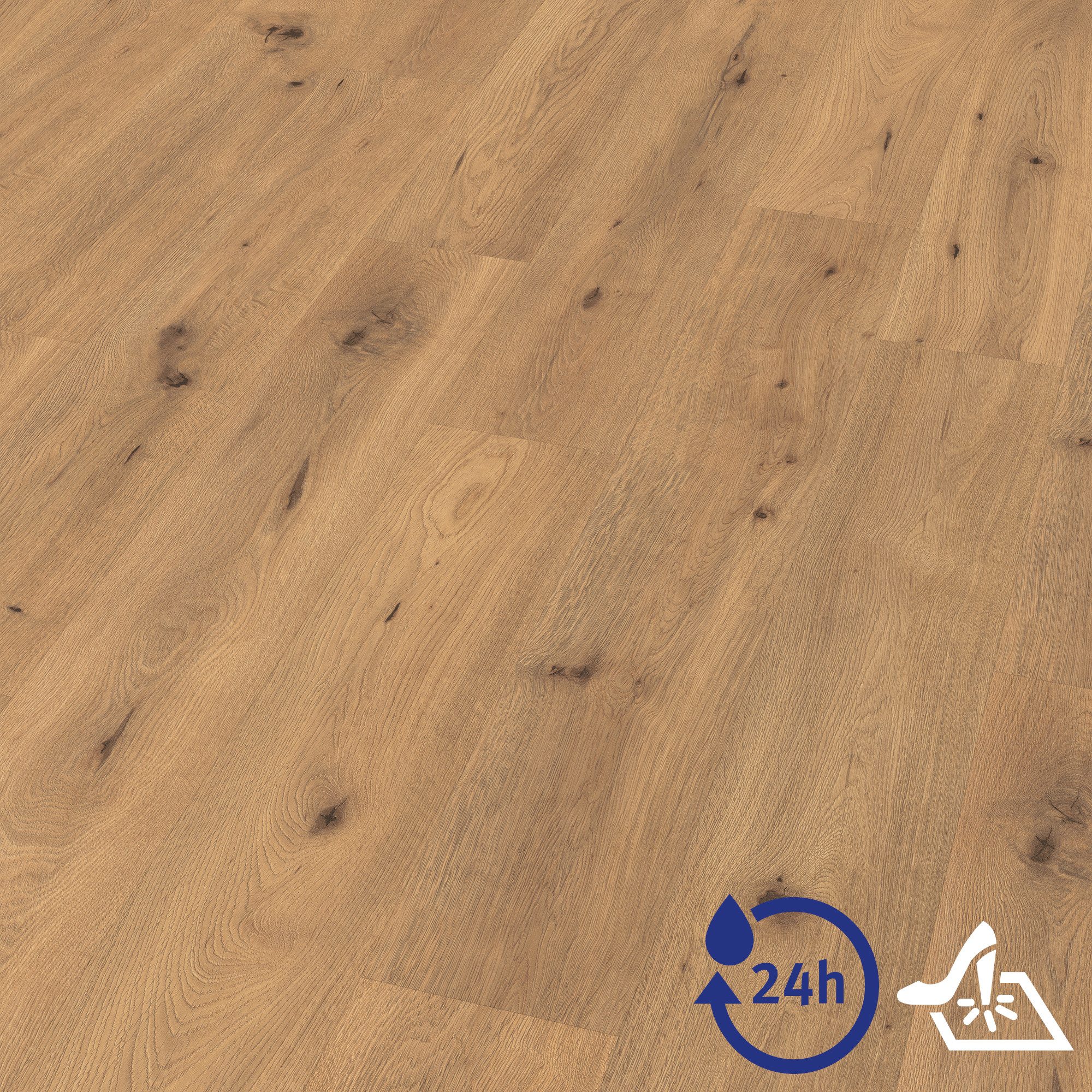 EGGER Vinylboden Aquadura EDF200 Wildeiche natur (7,5mm, 1,995qm), Wasserbeständig, Holzbasierter elastischer Bodenbelag mit HDF Trägerplatte