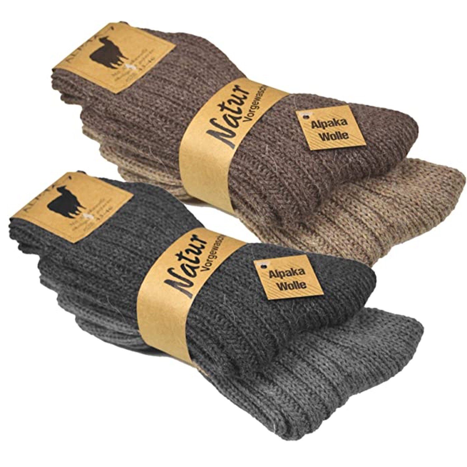 Cocain underwear Socken Alpaka Socken Stricksocken Wollsocken (4-Paar) wie selbst gestrickt gemischt