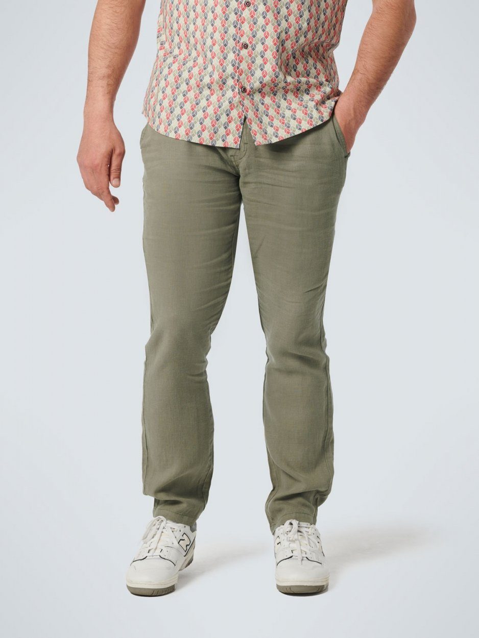 NO EXCESS Chinohose Pants Linen Garment Dyed light army