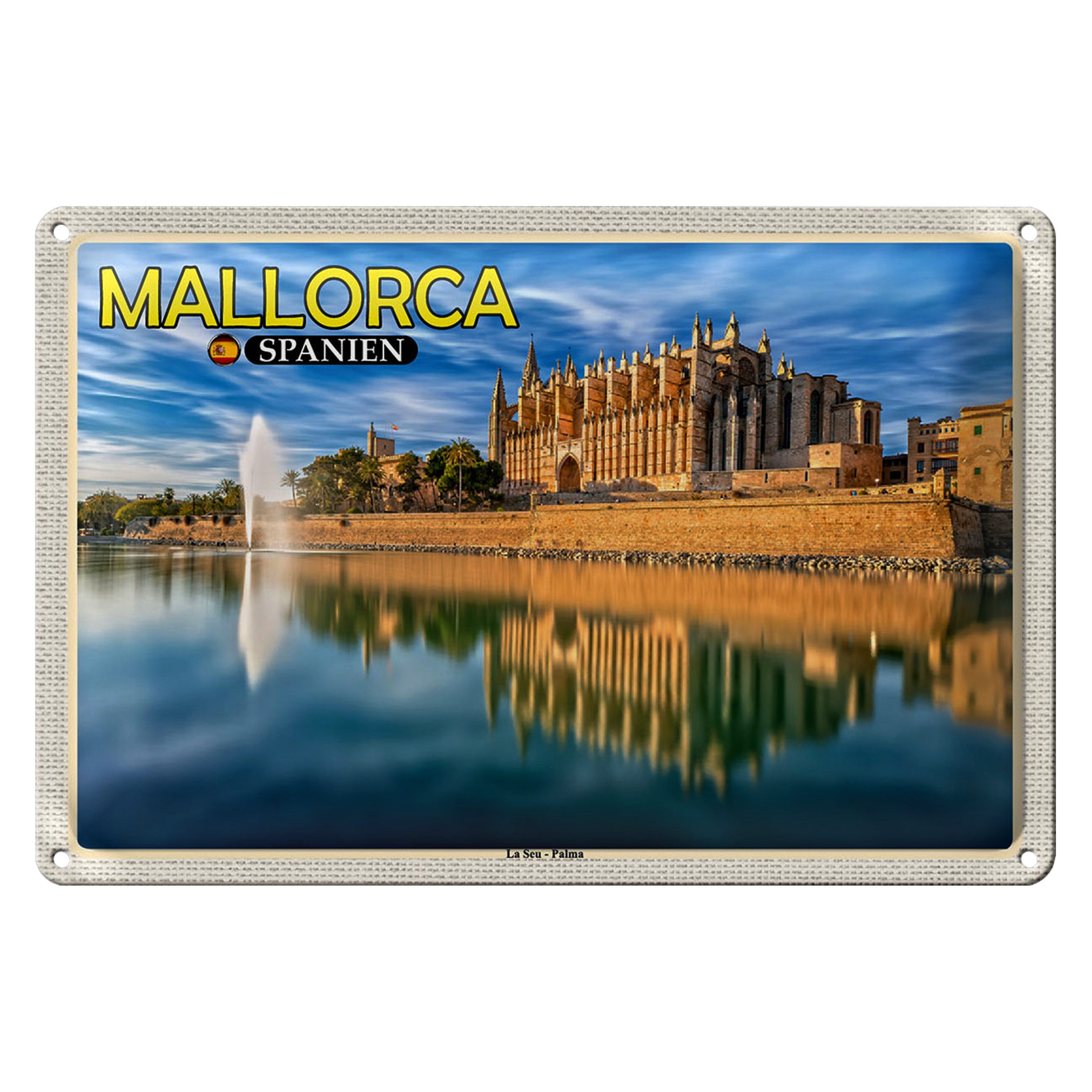 Roomando Metallschild Blechschild Reise 30x20cm Mallorca Spanien La Seu Palma Kathedrale