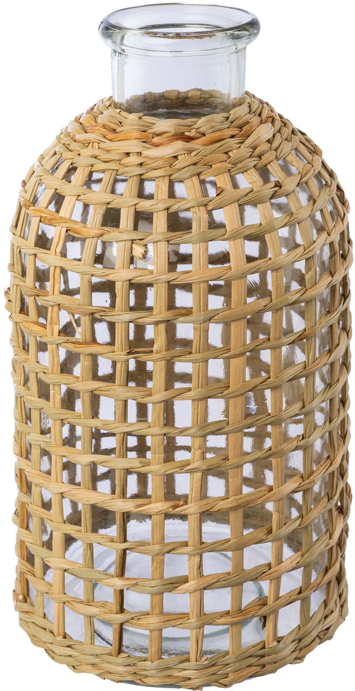Creativ home Tischvase Vase aus Glas (Set, 2 St), mit Mesh-Überzug