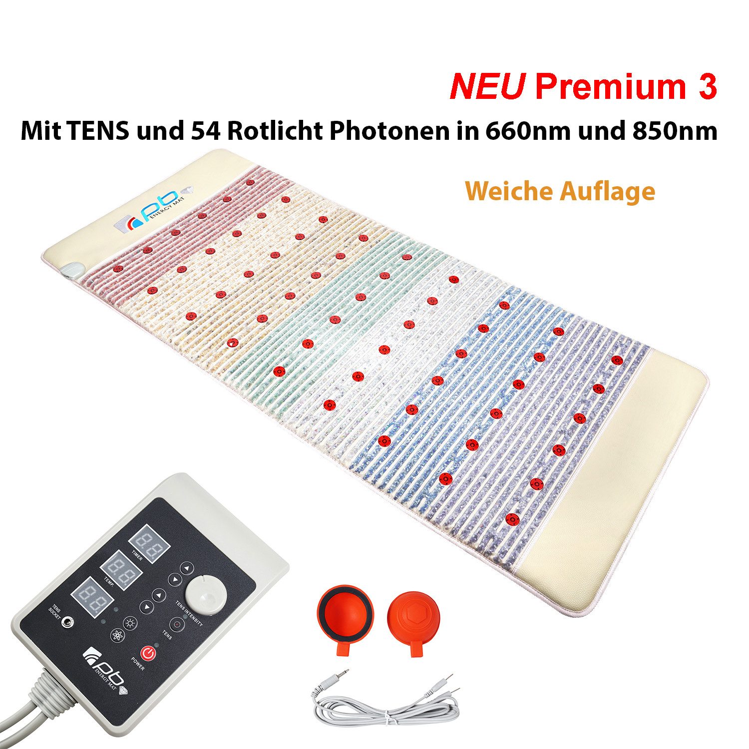 Massagematte Kristallmatte Premium 3 mit TENS Anwendung Elektroden Pads