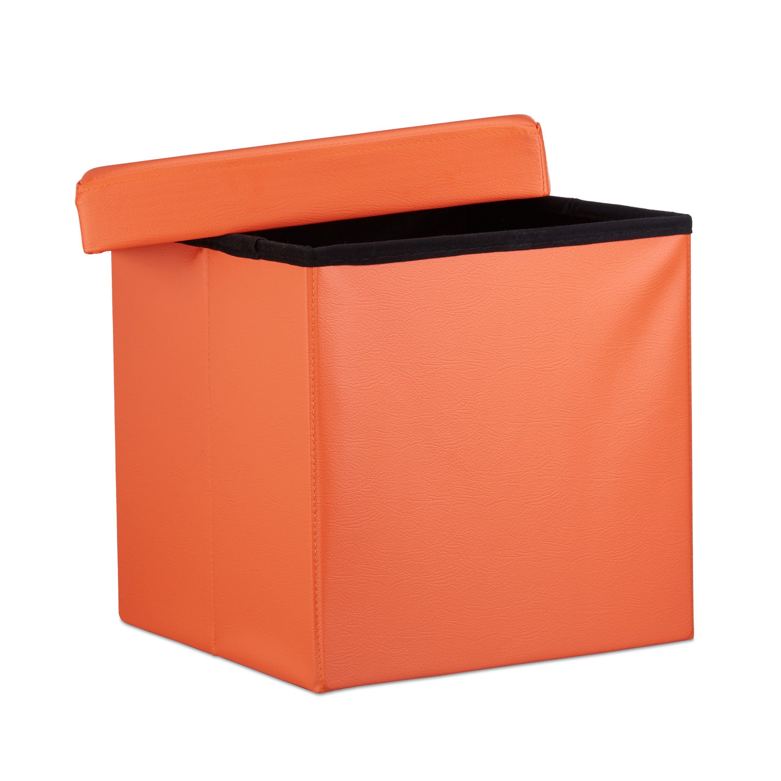 relaxdays Sitzhocker Faltbarer Sitzhocker Kunstleder, Orange günstig online kaufen