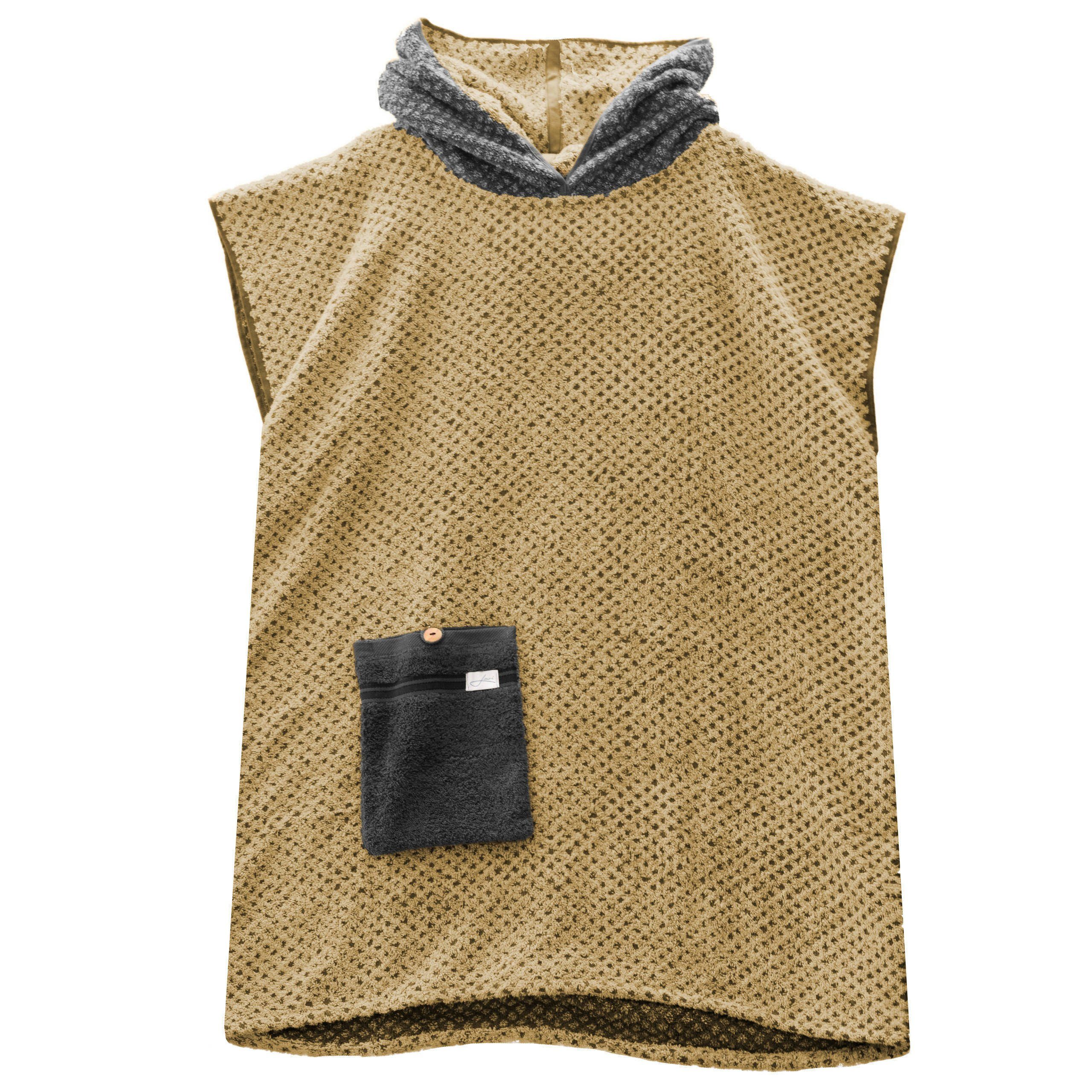 Lou-i Badeponcho Surfponcho Frottee Erwachsene Made in Germany Badeumhang, Kapuze, mit Kapuze und Tasche