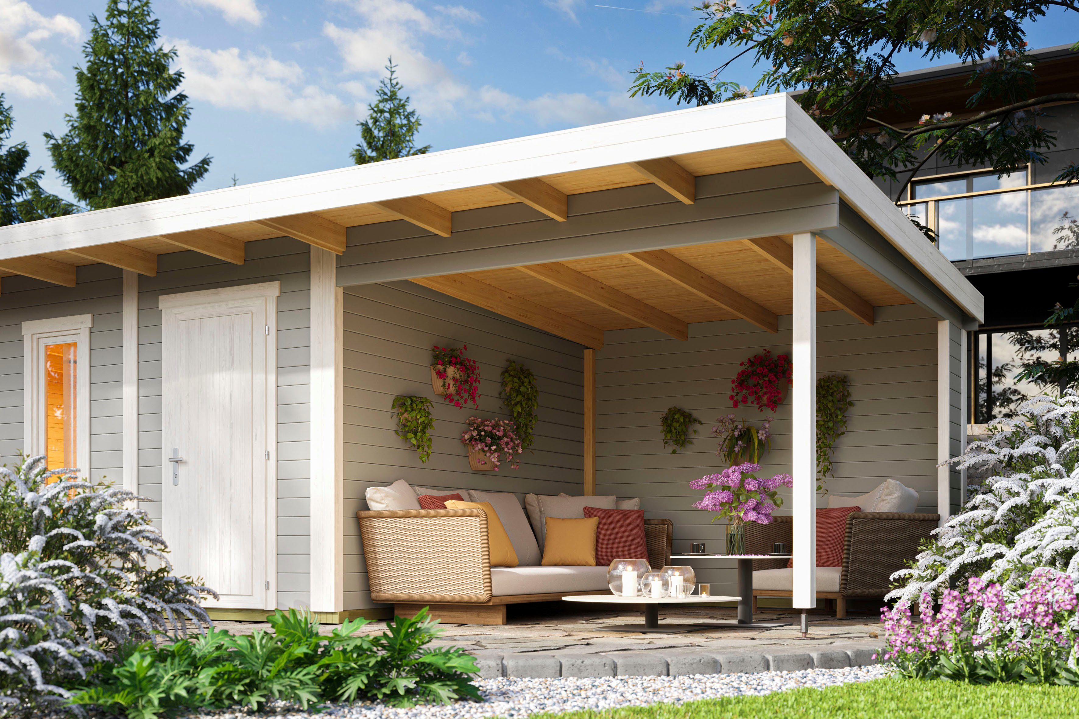 Thumbnail - LASITA MAJA Gartenhaus-Anbaudach für Gartenhaus Sicily 1 und 2, BxT: 310x440 cm, für Gartenhaus Sicily 1, Gartenhaus Sic...