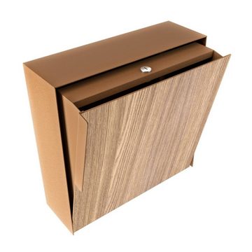 Bravios Briefkasten Wandbriefkasten Porto Rost mit Holzdekor-Front