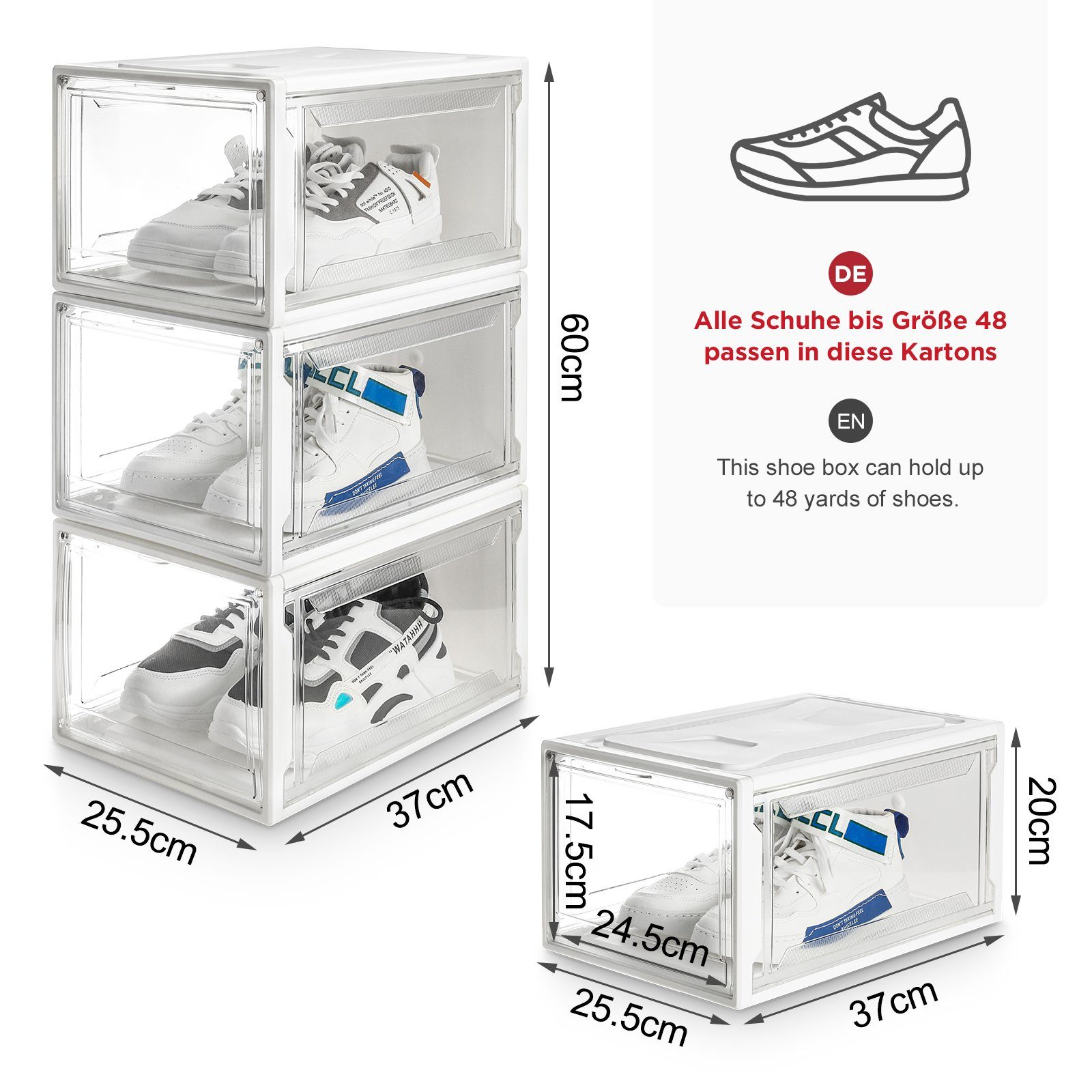 Yorbay Schuhbox 3er Set Schuhbox, stapelbarer Schuhorganizer, Schuhaufbewah günstig online kaufen