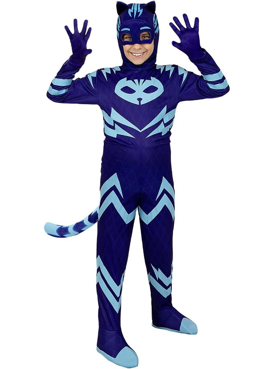 Funidelia Kostüm PJ Masks – Catboy Kostüm für Kinder, Das geheimnisvolle Amulett (und dieses Kostüm) macht Dich zum Pyjama-