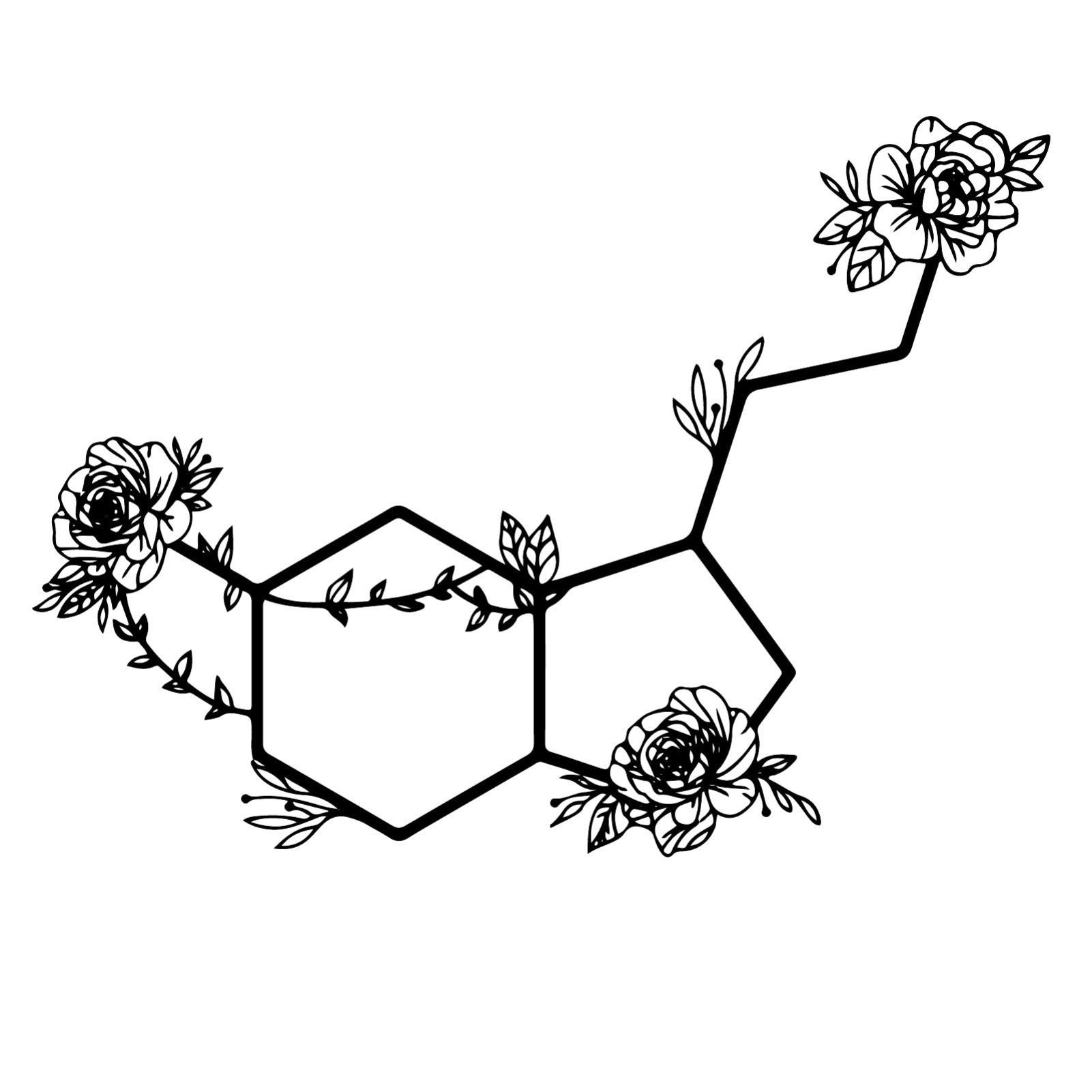 Wanddekoobjekt Chemisches Symbol Metall Wanddekor, Blumendekorationen, geometrische