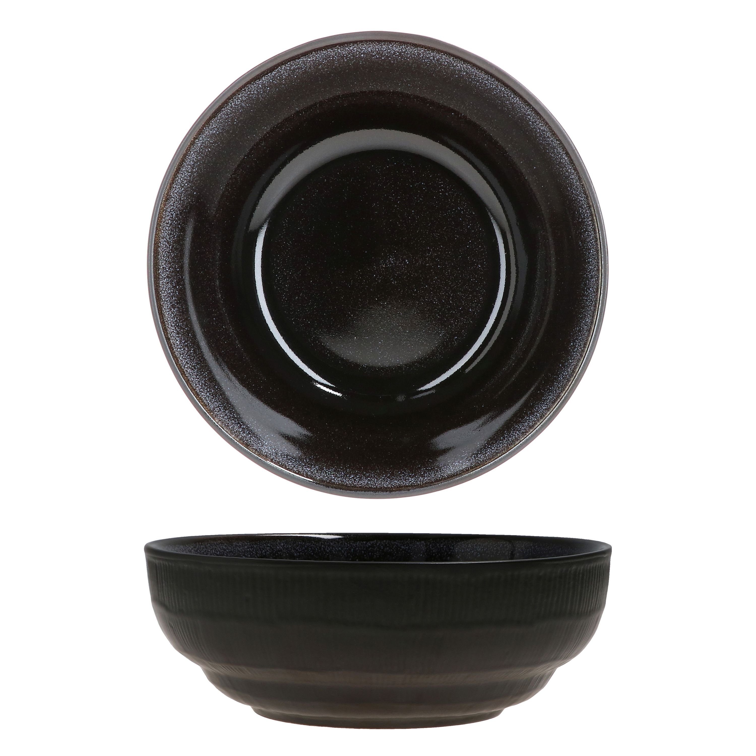 MamboCat Servierschale 6er Set Schale Zakynthos Reactive Glaze Schwarz, Ø 17 cm - 24327312, Steingut