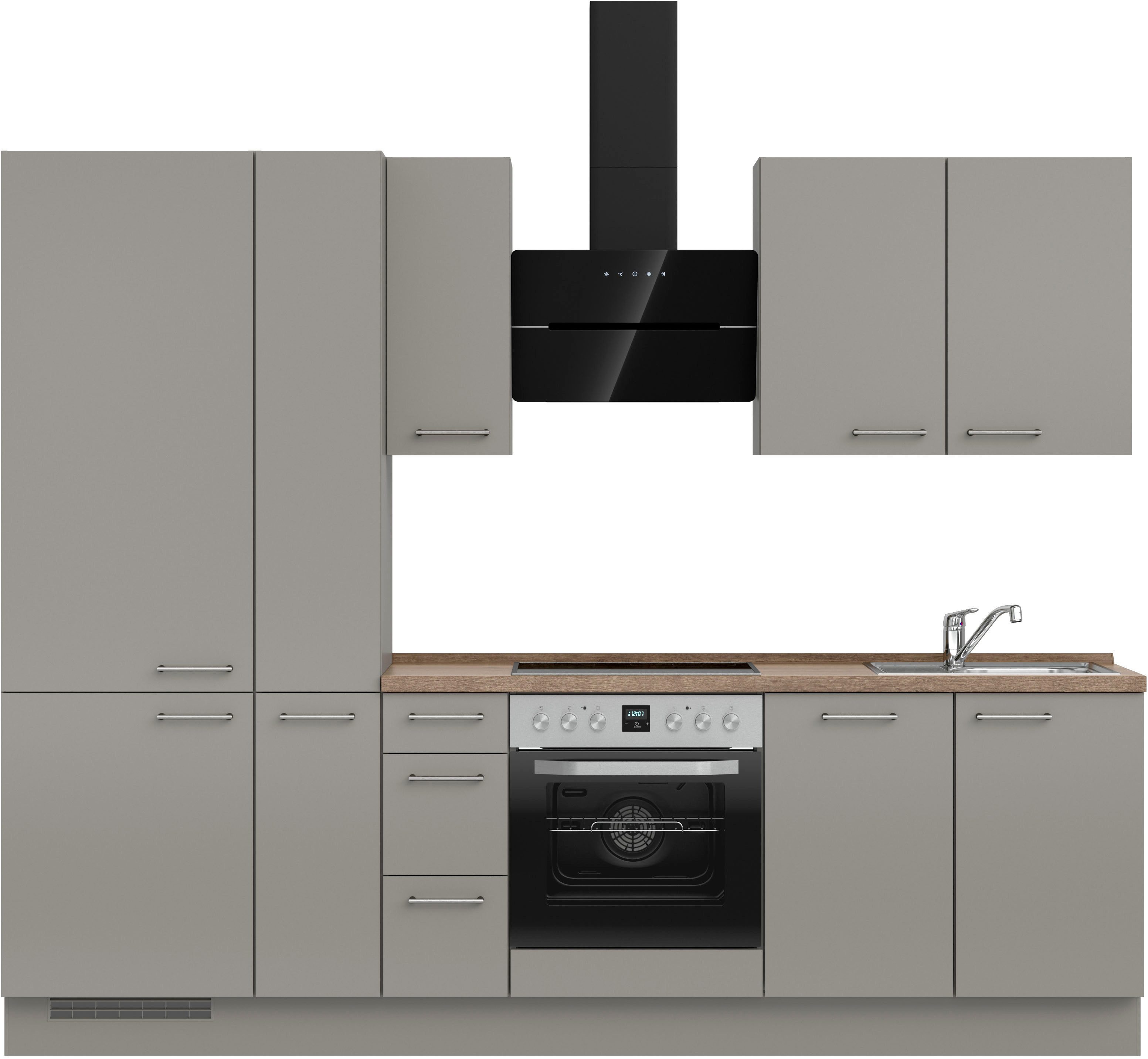 nobilia® Küchenzeile "Laser II", NEU: individuell anpassbar mit gratis Profi-Beratung, vormontiert, 270 cm breit, optional mit verschiedenen E‑Geräte-Sets