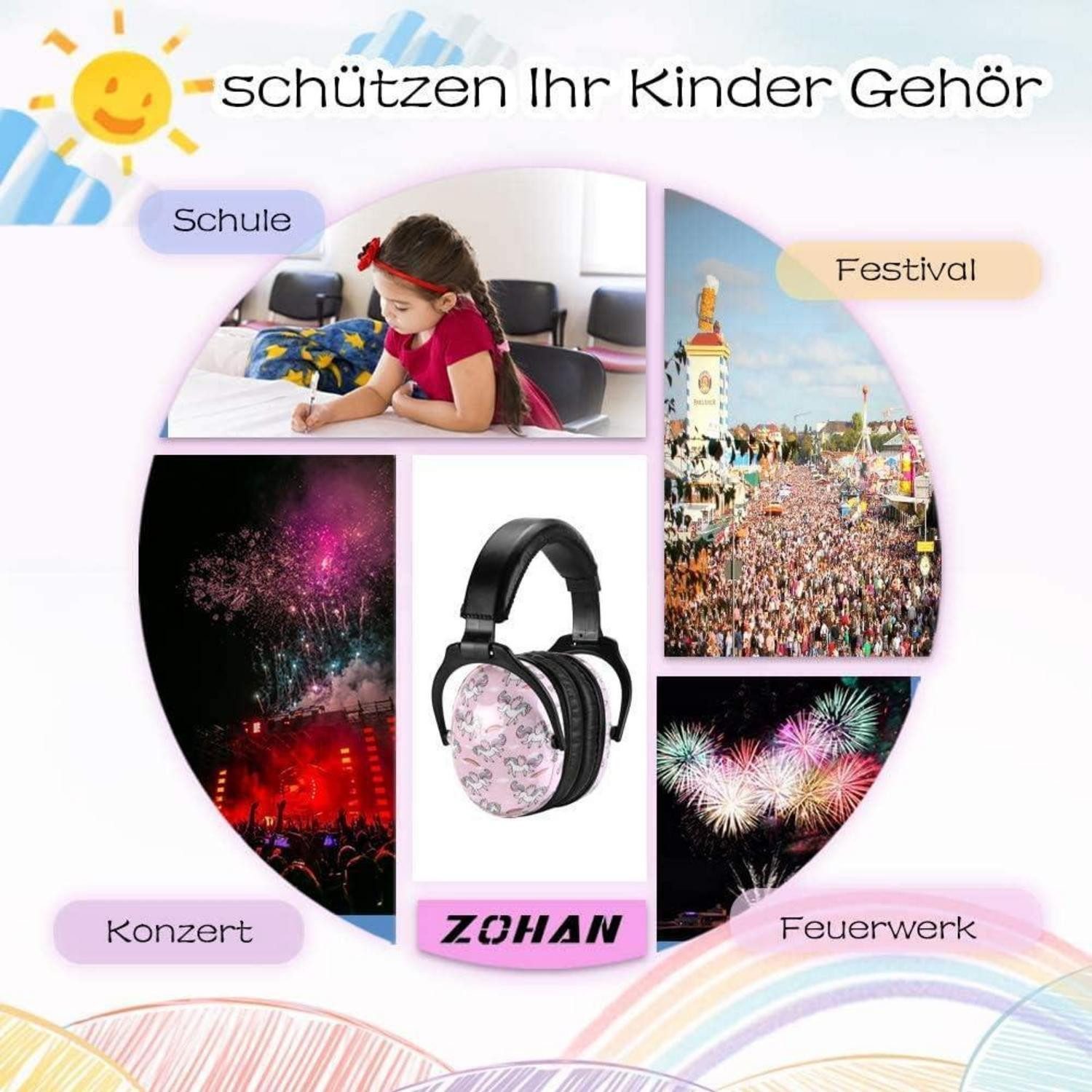 LuxusKollektion Kapselgehörschutz Gehörschutz Kinder Kopfhörer Lärmschutz Einheitsgröße Einhorn