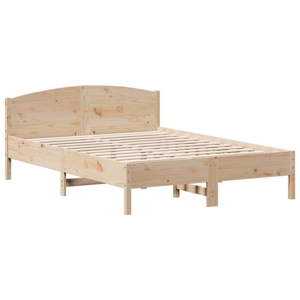 vidaXL Bettgestell 140 x 200 cm Massivholzbett mit Kopfteil 140x200 cm Kiefer Bett Bettge