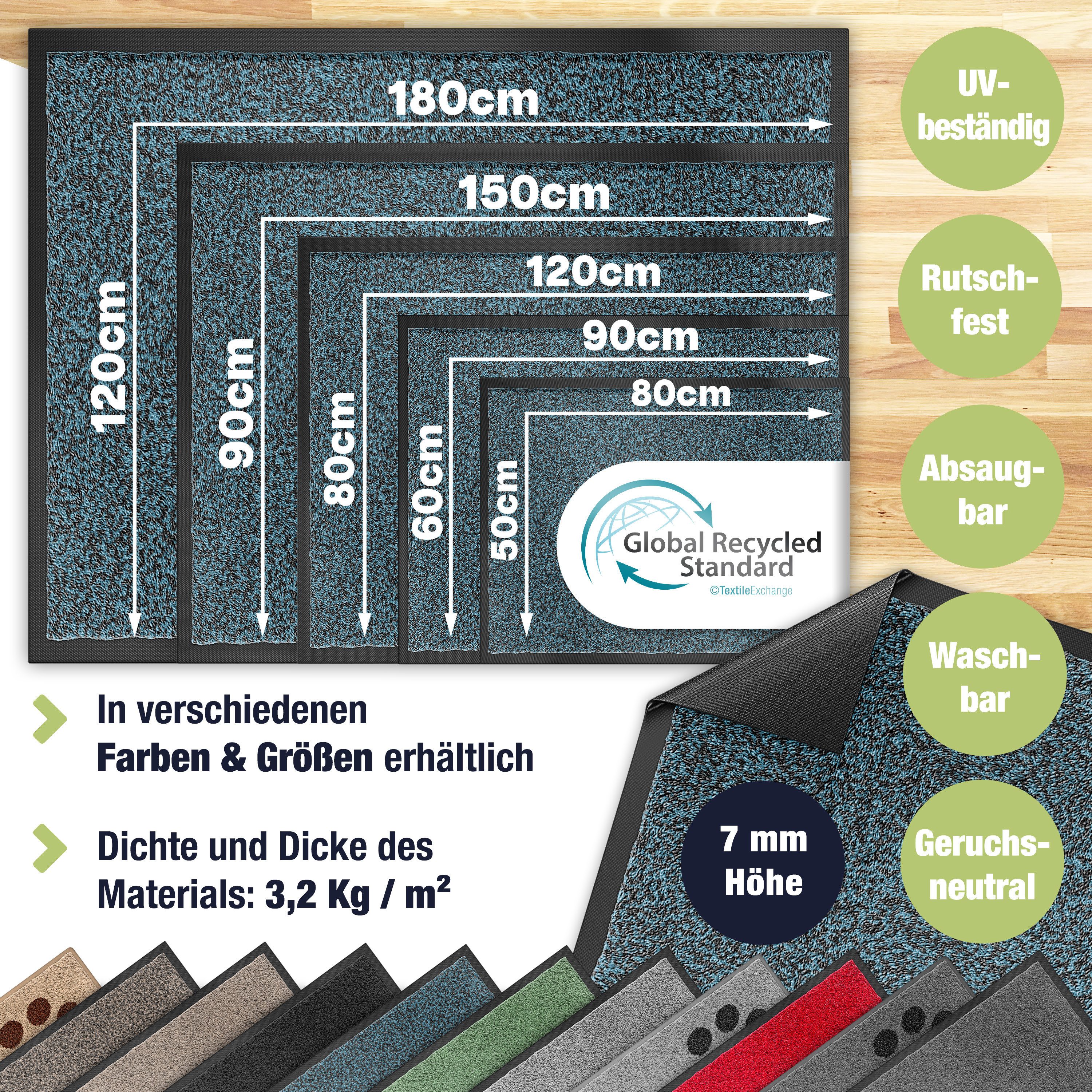 KESSER Fußmatte Schmutzfangmatte rutschfest für Innen- & Außenbereich, Höhe günstig online kaufen