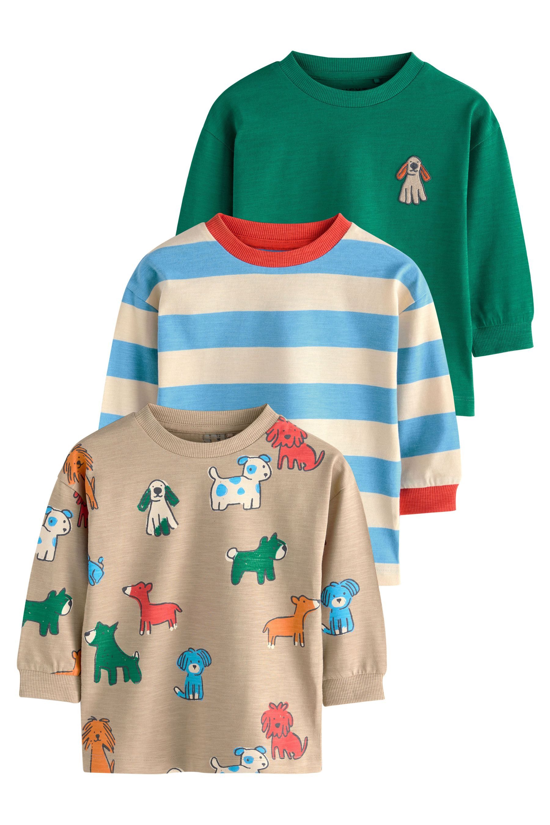 Next Langarmshirt 3er-Pack T-Shirts mit Grafik-Print günstig online kaufen
